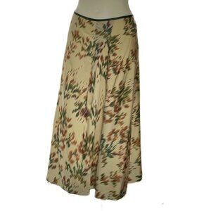 DKNY PURE Women's Skirt Silk Muted  Beige Floral Midi Size 4